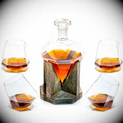 Diamond whiskey decanter set