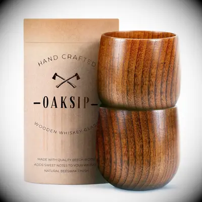 Wooden bourbon glasses