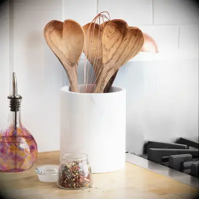 Heart shaped wooden mixing spoons