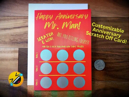 Custom scratch off anniversary card