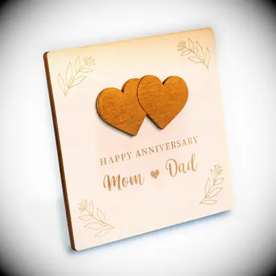 Laser cut wooden anniversary plaque
