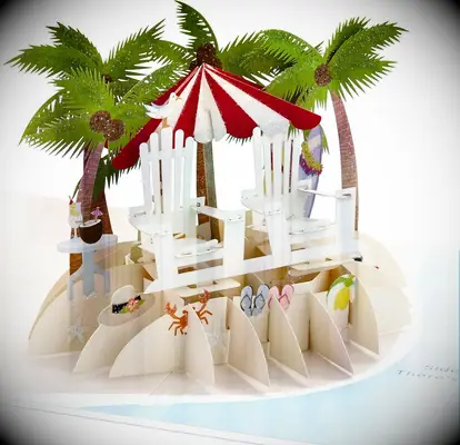 Pop up beach anniversary card
