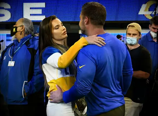 Sean McVay and Veronika Khomyn at a football game