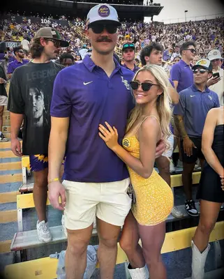 Paul Skenes and Livvy Dunne at an LSU football game