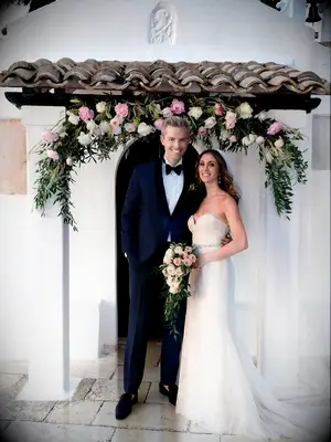 Ryan and Emilia at the historic church of Pantokrator