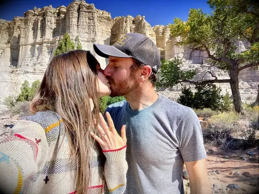Lily Collins and Charlie McDowell engagement photo