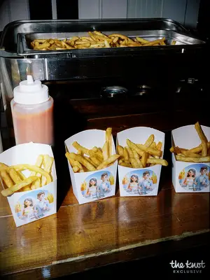 French fries in custom cartoon holders 
