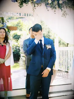Jacob Vigliotta crying during the wedding ceremony