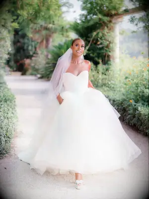 Issa Rae wearing Vera Wang wedding dress