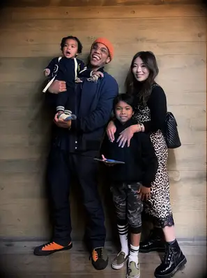 Anderson Paak with his wife and their two children.