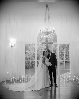 Black and white photo of Trevor and Marissa Lawrence