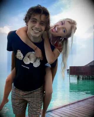 Taylor Fitz and Morgan Riddle pictured in the Maldives. 