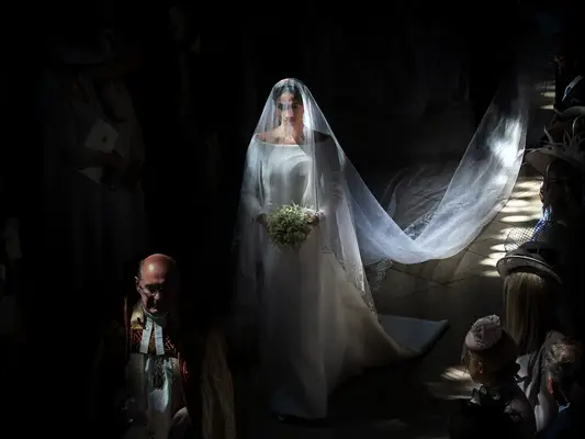 Meghan Markle walking down the aisle