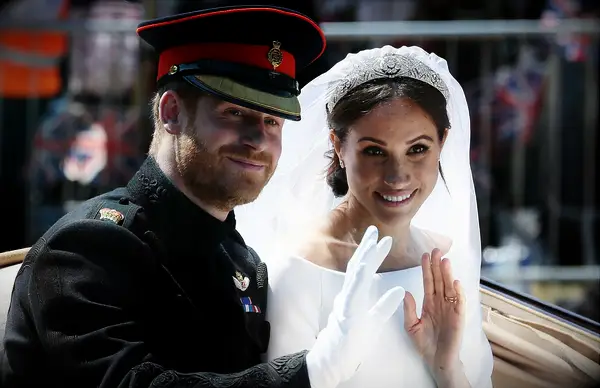 Meghan Markle and Prince Harry in their wedding carriage