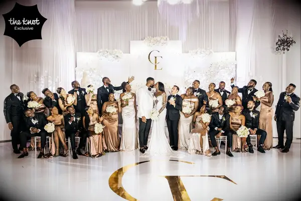 Chiney Ogwumike and husband Raphael Akpejiori with their wedding party