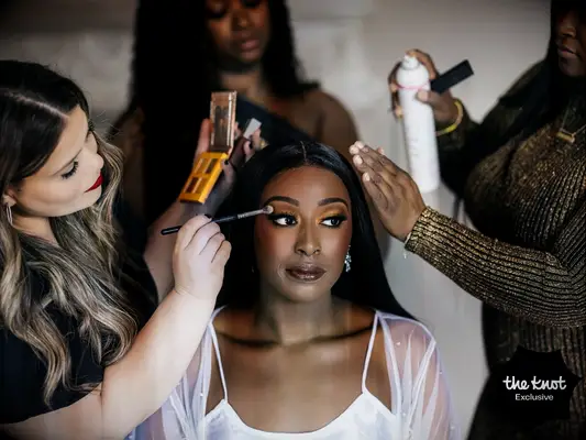 Chiney Ogwumike getting her wedding makeup done 