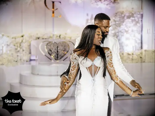 Chiney Ogwumike and husband Raphael Akpejiori dancing at their wedding 