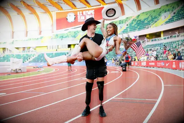 Tara Davis-Woodhall and Hunter Woodhall