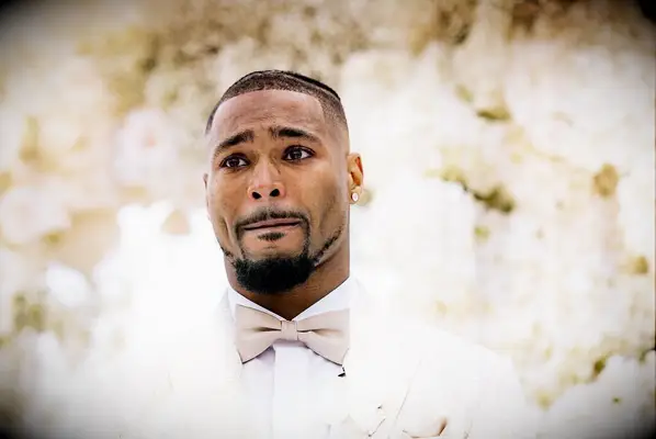 Jonathan Owens crying during wedding ceremony