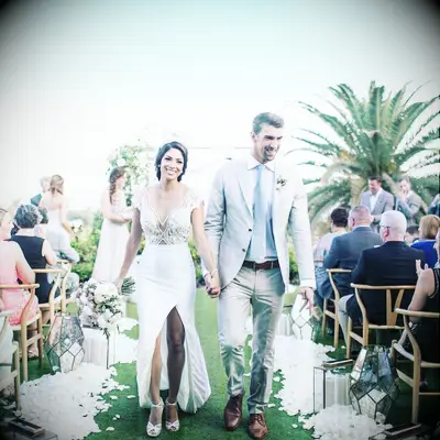 Michael Phelps and Nicole Johnson at their wedding ceremony