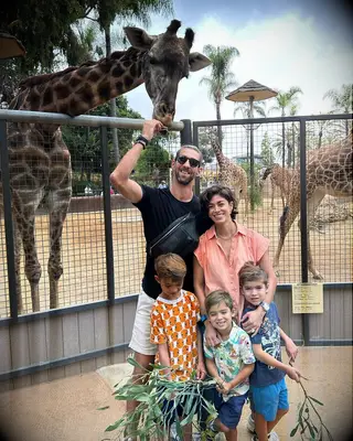 Michael Phelps, Nicole Johnson and three of their sons at the zoo