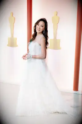 Michelle Yeoh in a Dior dress at the Oscar Awards. 