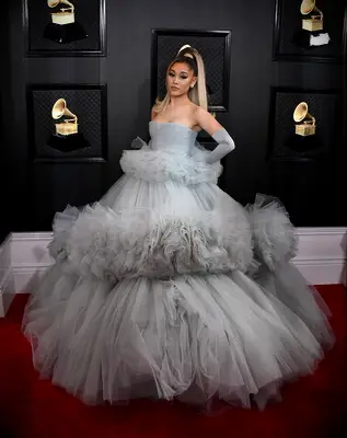 Arianna Grande on the red carpet at the Grammy Awards. 