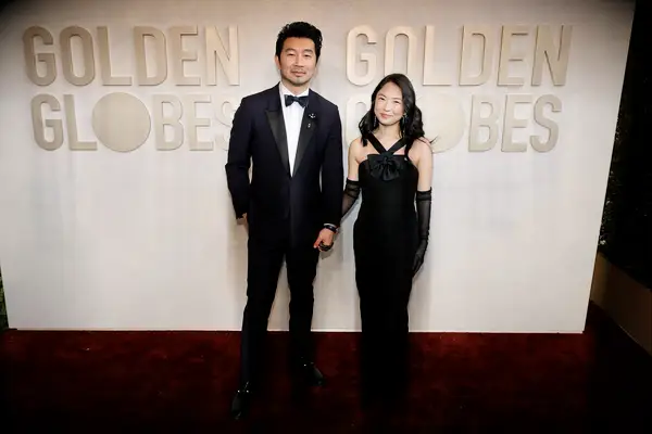 Simu Liu and Allison Hsu at the 2024 Golden Globes