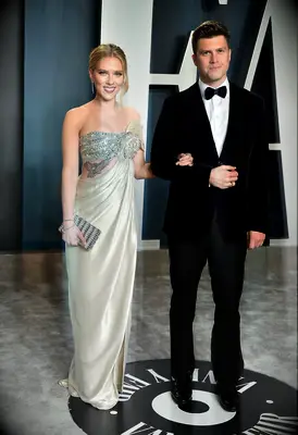 Colin Jost and Scarlett Johansson at awards show