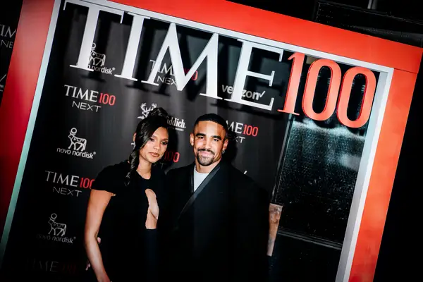 Jalen Hurts and Bry Burrows at the Time 100 Gala