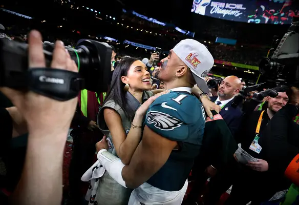 Jalen Hurts and Bry Burrows at the Super Bowl