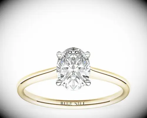 Blue Nile solitaire yellow gold engagement ring