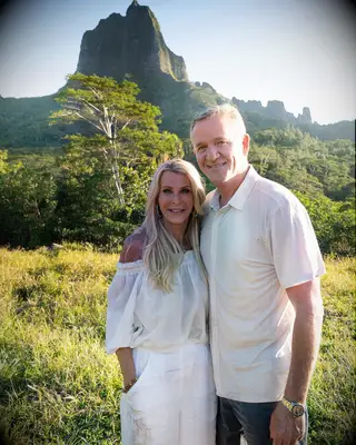 The Golden Bachelorette Joan Vassos with her winner, Chock Chapple