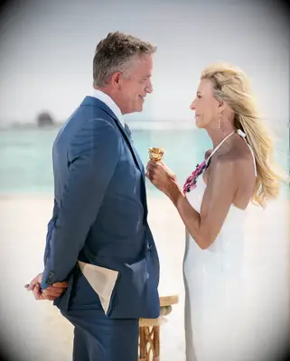 Joan giving Chock her final rose on the Golden Bachelorette