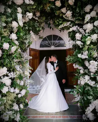 Olivia Culpo and Christian McCaffrey on their wedding day