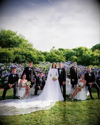 Christian McCaffrey and Olivia Culpo with their wedding party