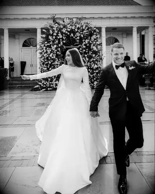 Olivia Culpo and Christian McCaffrey on their wedding day