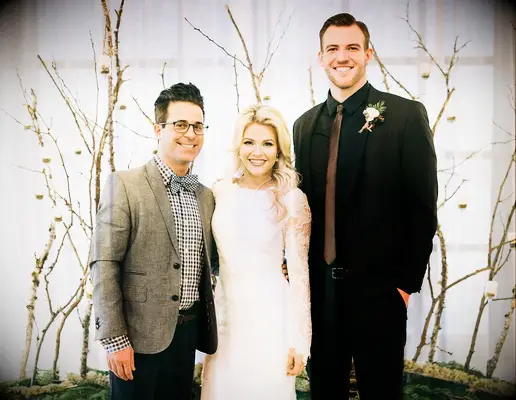 Witney Carson and Carson McAllister with their wedding planner Mikie Russo