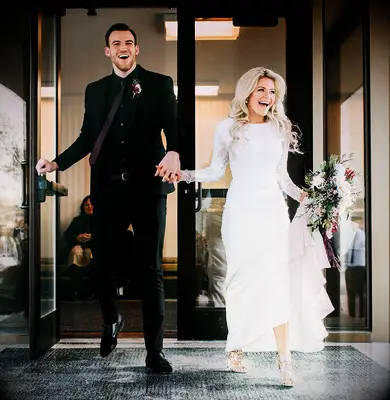Witney Carson and husband Carson McAllister on their wedding day