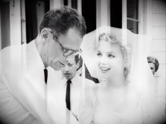 Marilyn Monroe and Arthur Miller after marriage ceremony.