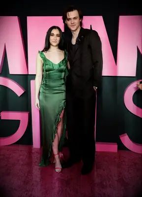 Christopher Briney and his girlfriend Isabel Machado at Mean Girls red carpet