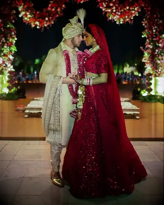 Nick and Priyanka at their Indian wedding ceremony. 