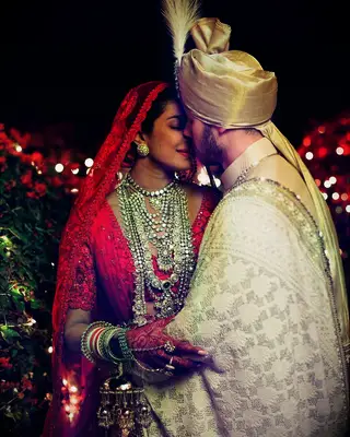 Priyanka Chopra and Nick Jonas on their wedding day. 