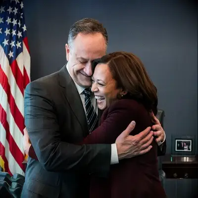 VP Kamala Harris and husband Doug Emhoff hugging