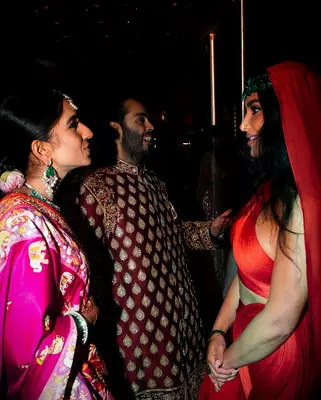 Kim Kardashian with Anant Ambani and Radhika Merchant at their wedding