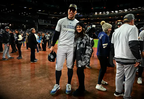 Aaron Judge and wife Samantha Bracksiek in the 2024 MLB postseason