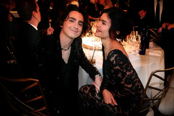 Timothee Chalamet and Kylie Jenner at the 2024 Golden Globes