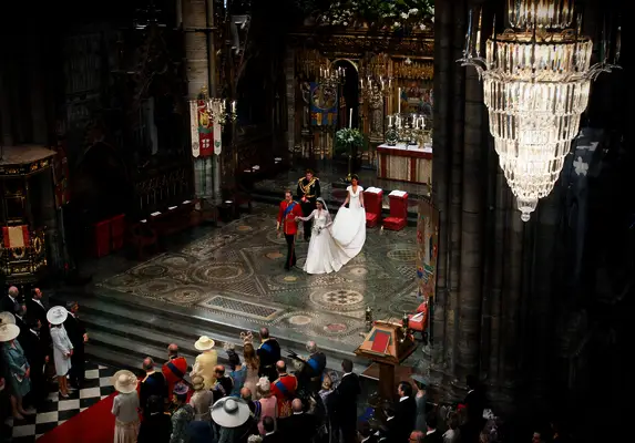 Westminster Abbey decorated for the royal wedding. 
