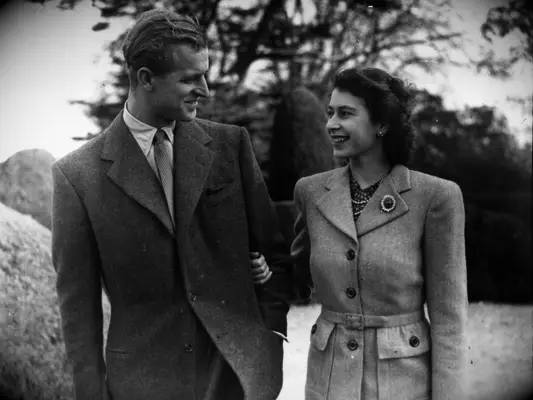 Photo of Queen Elizabeth and Prince Phillip on honeymoon