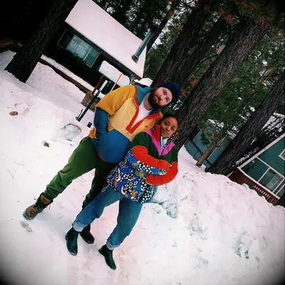 Quinta Brunson and Kevin Jay Anik in the snow